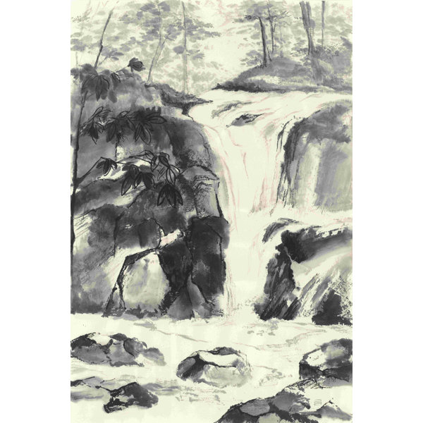 Red Barrel Studio® Sumi Waterfall IV On Canvas by Chris Paschke